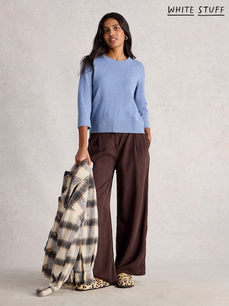 White Stuff Blue Lois Linen Blend Jumper (V22934) | £49
