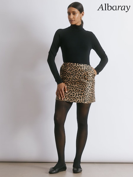 Albaray Animal Taffeta Brown Mini Skirt (V23000) | £69