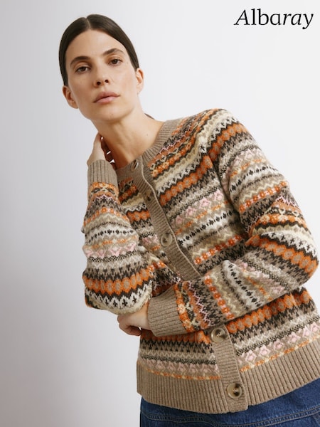 Albaray Fair Isle Pattern Crew Neutral Cardigan (V23023) | £79