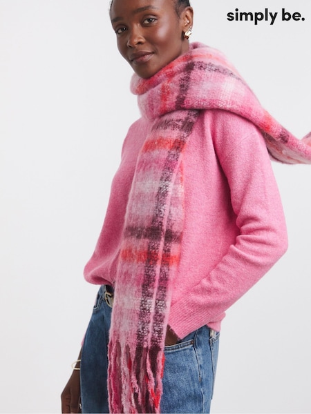 Simply Be Pink Multi Check Blanket Scarf (V23081) | £23