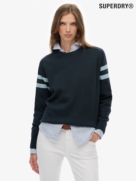 Superdry Blue Relaxed Stripe Knitted Jumper (V23314) | £45