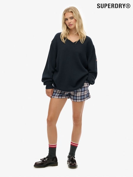 Superdry Blue Oversized V-Neck Jumper (V23323) | £45