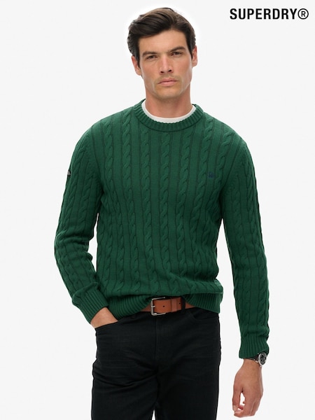 Superdry Green Cotton Cable Knit Crew Jumper (V23326) | £45