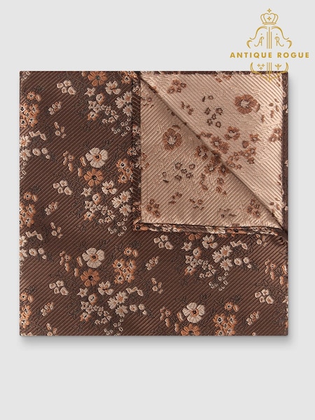 Antique Rogue Brown Busy Floral Handkerchief (V23332) | £10
