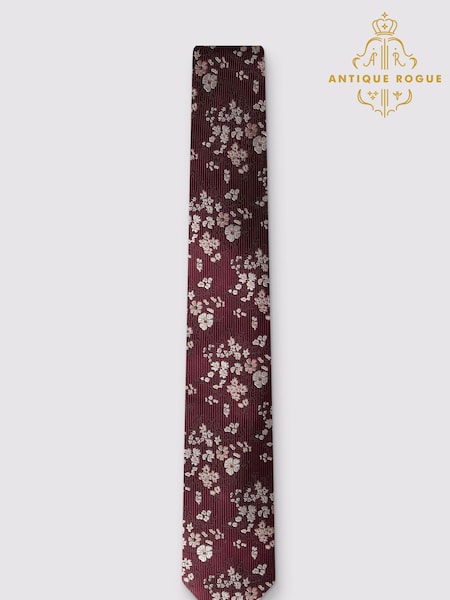 Antique Rogue Red Busy Floral Tie (V23341) | £20