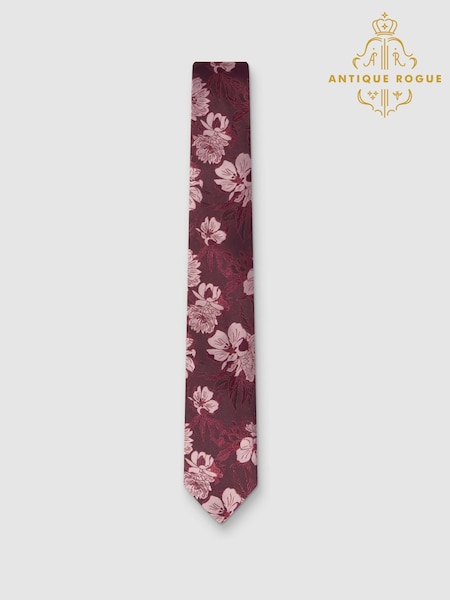 Antique Rogue Red Large Floral Tie (V23342) | £20