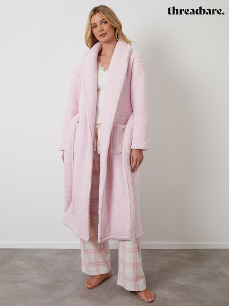 Threadbare Pink Borg Dressing Gown (V23368) | £30
