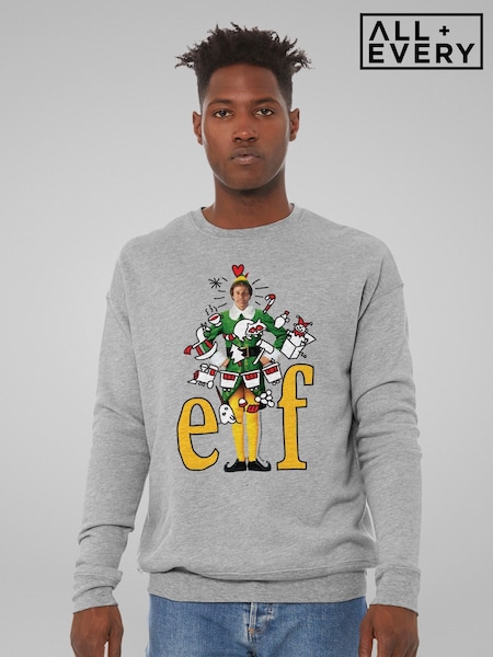 All + Every Grey Elf Buddy Cartoon Christmas Drawings Sweat Top (V23379) | £35