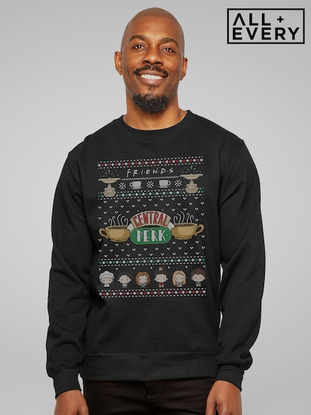 All + Every Black Friends Christmas Central Perk Sweatshirt (V23386) | £35