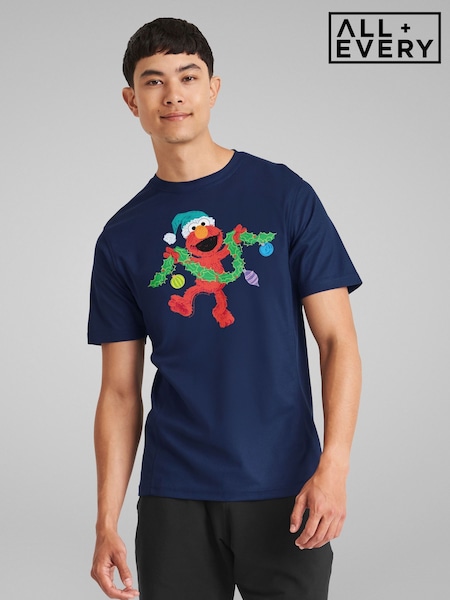All + Every Blue Sesame Street Elmo Christmas Garland T-Shirt (V23393) | £25