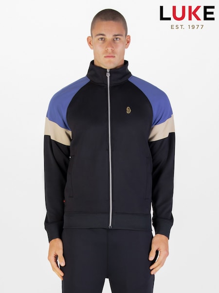 Luke 1977 Kas 3 Zip Black Sweatshirt Future Dusk (V23447) | £75