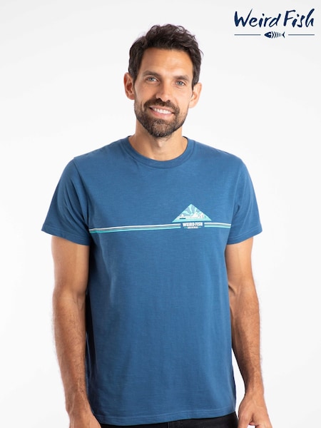 Weird Fish Blue Pyramid Vista Chest Stripe Graphic T-Shirt (V23469) | £28