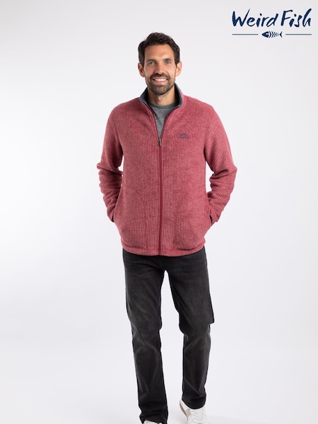 Weird Fish Pink Shires Full Zip Grid Fleece (V23476) | £65
