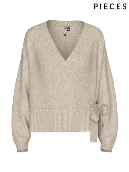 PIECES Grey Wrap Knit Cardigan (V23595) | £35