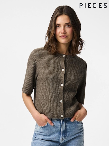 PIECES Grey Short Sleeve Cardigan (V23596) | £32