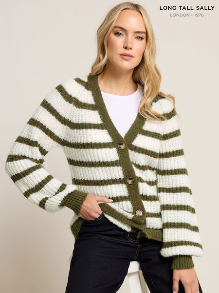 Long Tall Sally Green Stripe Cardigan (V23939) | £39