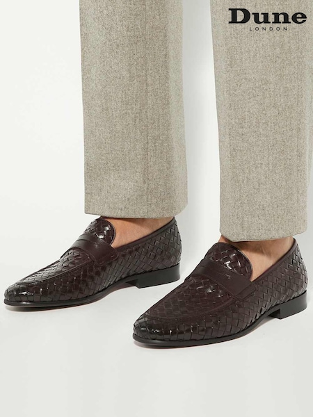 Dune London Brown Salaman Woven Weave Loafers (V24012) | £129