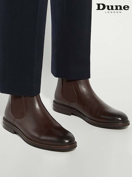 Dune London Brown Maisen Stitch Rand Chelsea Boots (V24067) | £149