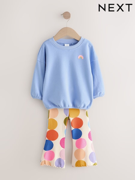 Blue Rainbow Spot Long Sleeve Top and Flare Set (3mths-7yrs) (V24354) | £10 - £14