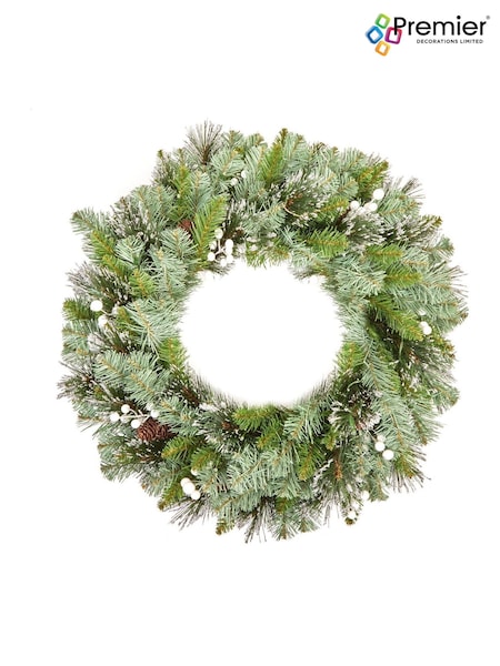 Premier Decorations Ltd 60cm Glittery Crestwood Christmas Wreath (V24364) | £46