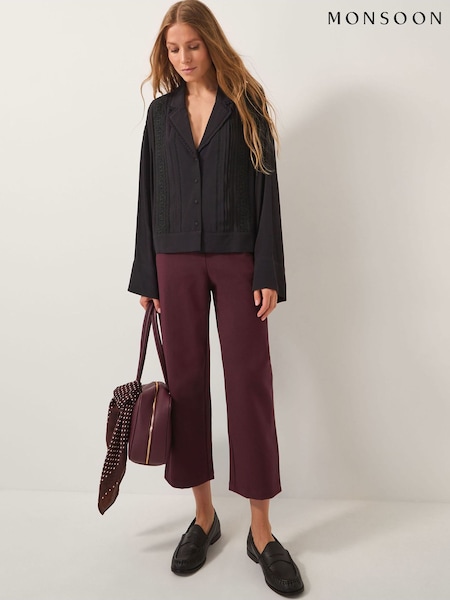 Monsoon Purple Julia Straight Crop Trousers (V24367) | £69