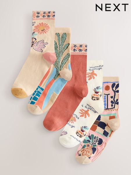 Marrakesh Mix Print Ankle Socks 5 Pack (V24471) | £12