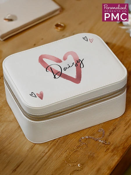 Personalised Heart Travel Jewellery Box by PMC (V24490) | £22