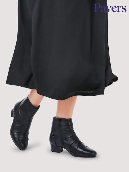 Pavers Black Everyday Leather Ankle Boots (V24623) | £60