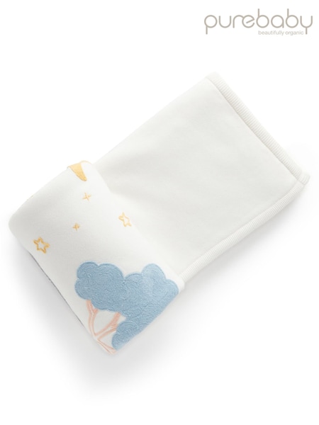 Purebaby Natural Embroidered Lined Blanket (V24731) | £55