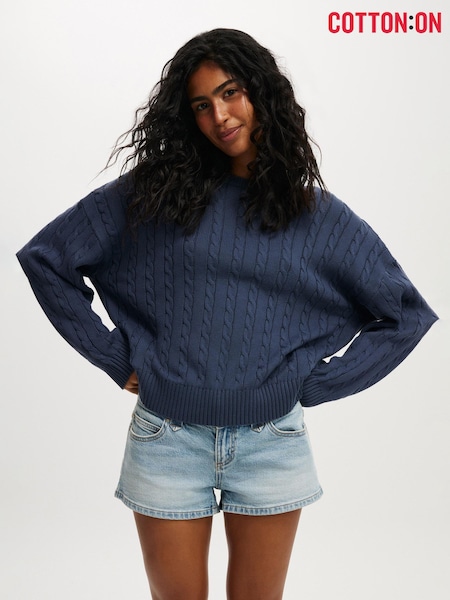 Cotton On Blue Cotton Crew Neck Jumper (V24740) | £27