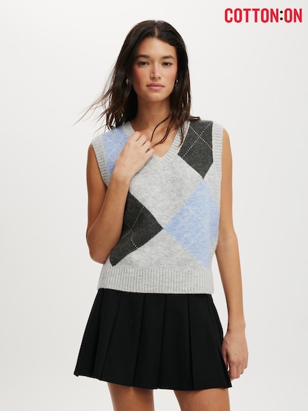 Cotton On Grey Luxe V-Neck Knit Vest (V24742) | £27