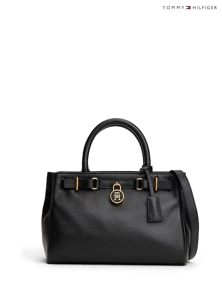 Black Leather - Tommy Hilfiger The American Icon Crossbody Tote Bag