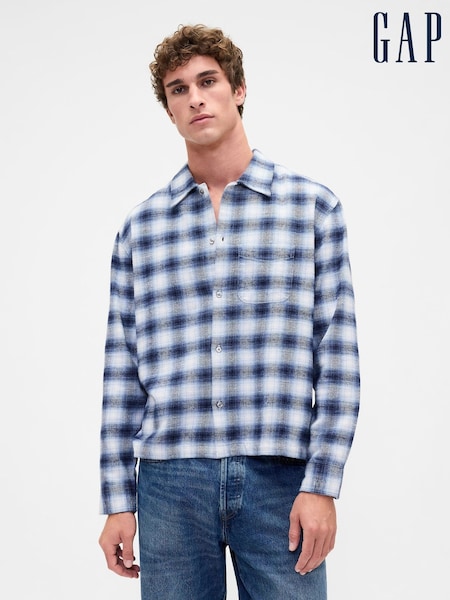 Gap White Check Cotton Relaxed Flannel Shirt (V24860) | £45