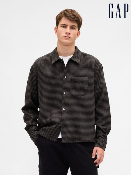 Gap Brown Cotton Relaxed Flannel Shirt (V24960) | £45