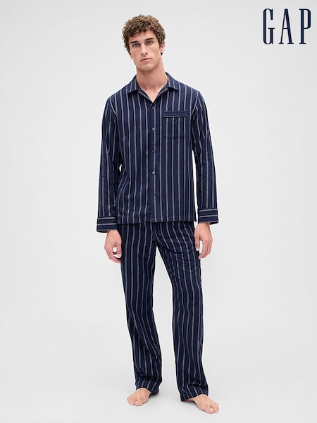 Gap Navy Stripe Adult Flannel Pyjama Set (V24997) | £50