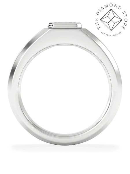 The Diamond Store White Men's 0.50ct Emerald Cut Lab Diamond Signet Ring in 9K White Gold (V25067) | £949