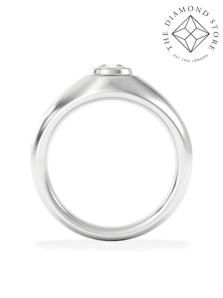 The Diamond Store Silver Men's 0.50ct Round Cut Lab Diamond Signet Ring in 9k White Gold (V25074) | £949