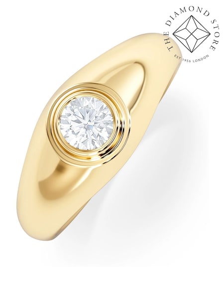 The Diamond Store White Men's 0.50ct Round Cut Lab Diamond Signet Ring in 9k Yellow Gold (V25079) | £949
