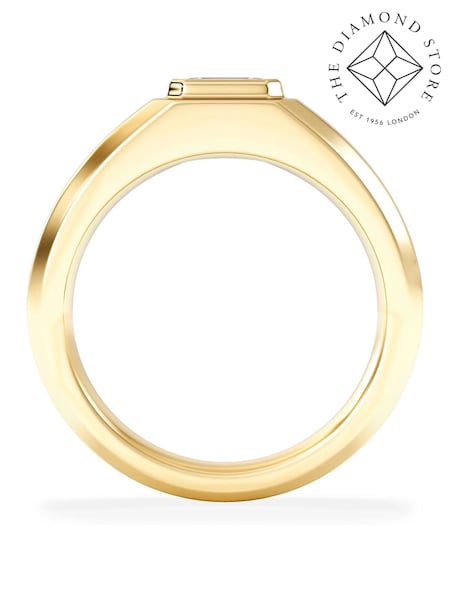 The Diamond Store Gold Men's 0.50ct Emerald Cut Lab Diamond Signet Ring  in 9K Yellow Gold (V25083) | £949