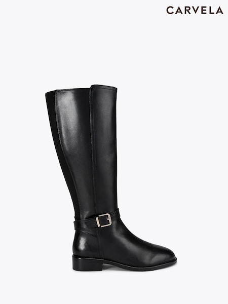 Carvela Black Pienza Riding Wide Fit Boots (V25403) | £159