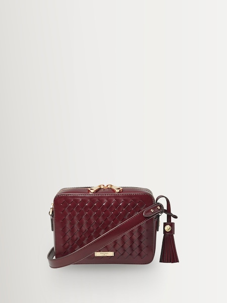 Aspinal of London Red Camera Slot Weave leather Bag with Tassel (V25413) | £350