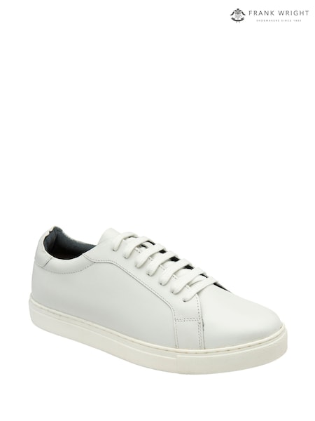 Frank Wright White Leather Lace-Up Trainers (V25540) | £65