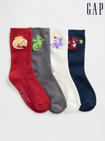 Gap Multi Dragon Crew Socks 4 Pack (V25630) | £8
