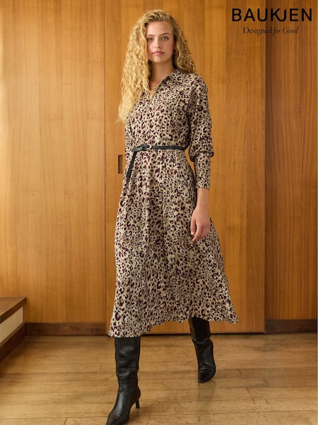 Baukjen Purple Leanne Printed Midi Dress (V25655) | £189