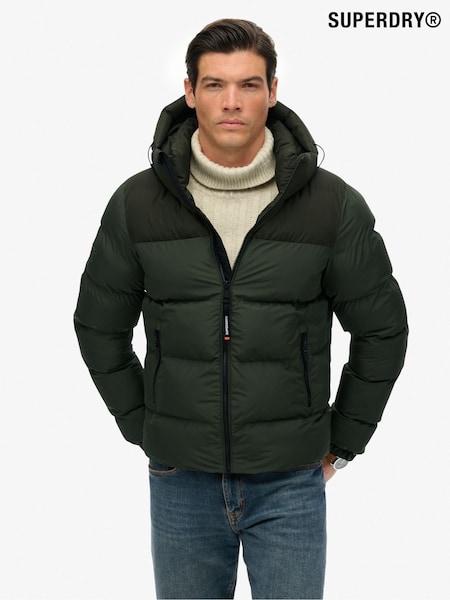 Superdry Green Colourblock Hooded Puffer Jacket (V25664) | £110