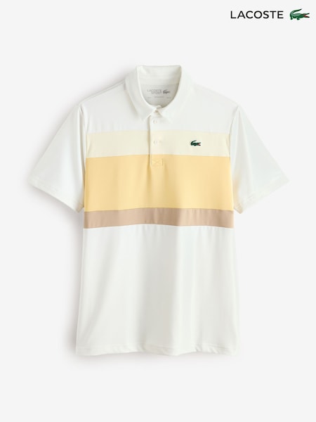 Lacoste White Regular Fit UltraDry UPF50 Jersey Golf Polo Shirt (V25667) | £105