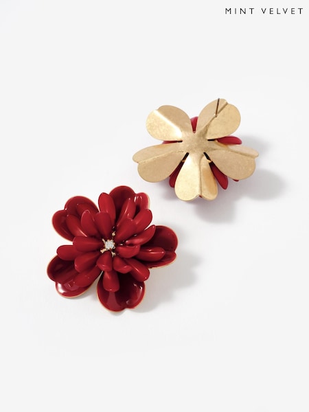 Mint Velvet Gold Tone Floral Statement Earrings (V25766) | £29