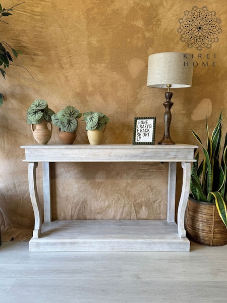 Kirei Home White Classic Design Mango Wood Console Table (V25827) | £495