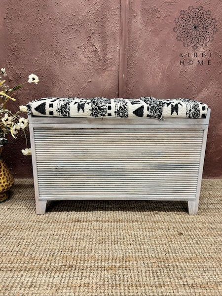 Kirei Home Natural Mango Wood Ottoman with Storage (V25829) | £325