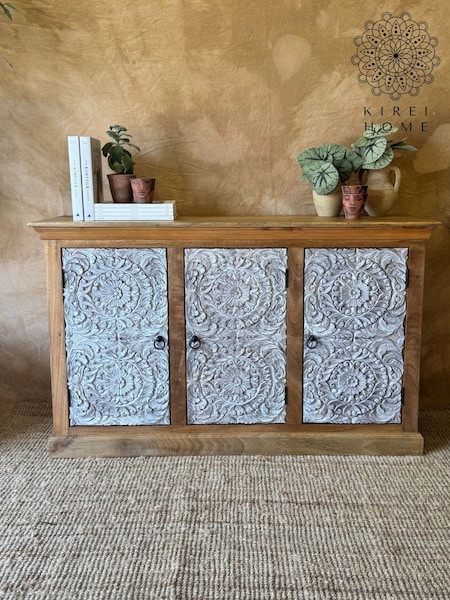 Kirei Home Natural Three Door Mango Wood Sideboard (V25830) | £825